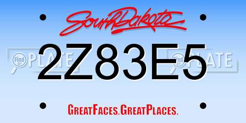 2Z83E5 South Dakota License Plate