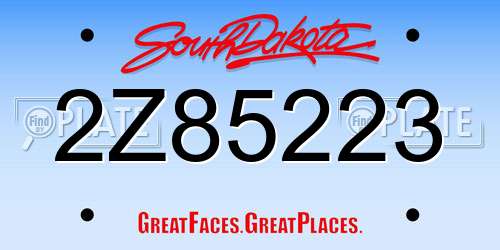 2Z85223 South Dakota License Plate