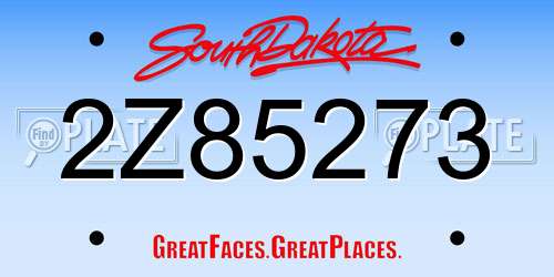 2Z85273 South Dakota License Plate