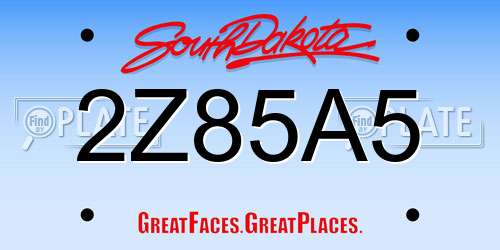 2Z85A5 South Dakota License Plate