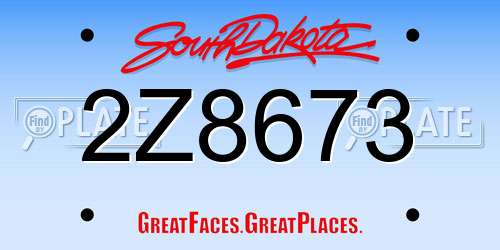 2Z8673 South Dakota License Plate