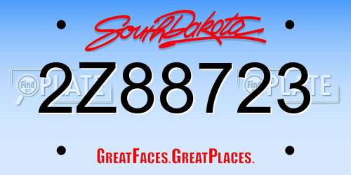 2Z88723 South Dakota License Plate