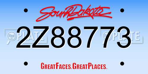 2Z88773 South Dakota License Plate
