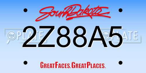 2Z88A5 South Dakota License Plate
