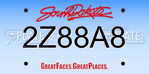 2Z88A8 South Dakota License Plate