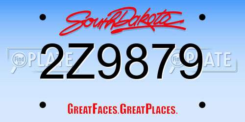 2Z9879 South Dakota License Plate