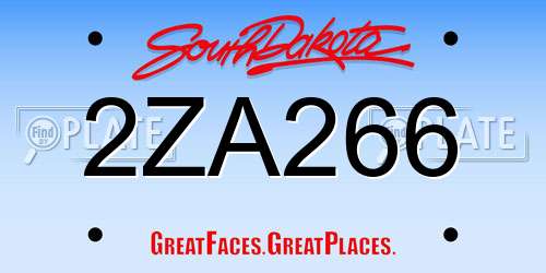 2ZA266 South Dakota License Plate