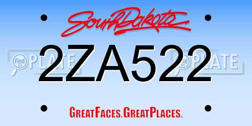 2ZA522 South Dakota License Plate