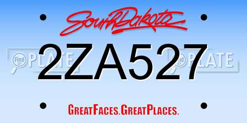 2ZA527 South Dakota License Plate