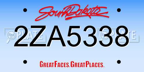 2ZA5338 South Dakota License Plate