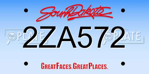 2ZA572 South Dakota License Plate