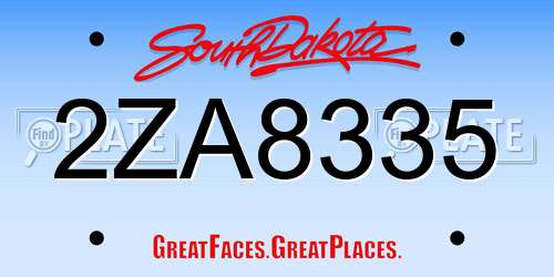 2ZA8335 South Dakota License Plate
