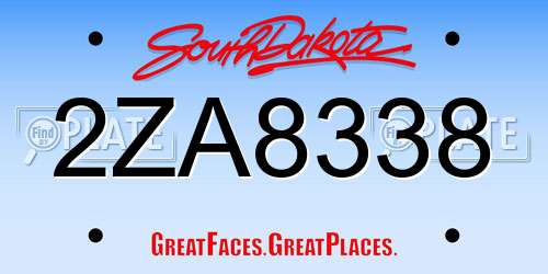 2ZA8338 South Dakota License Plate
