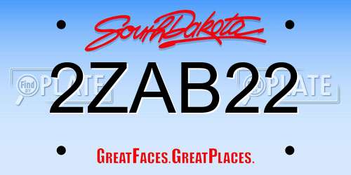 2ZAB22 South Dakota License Plate