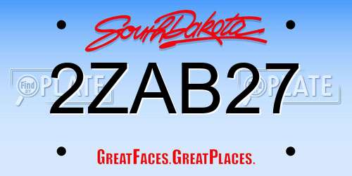 2ZAB27 South Dakota License Plate