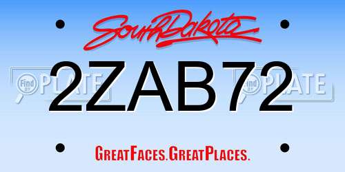 2ZAB72 South Dakota License Plate