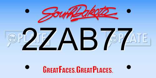 2ZAB77 South Dakota License Plate