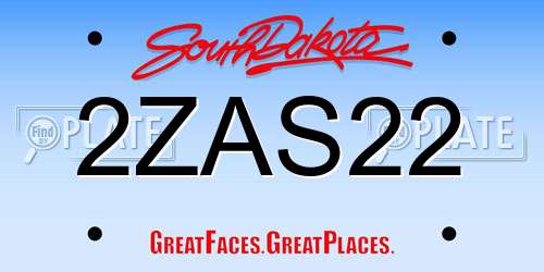 2ZAS22 South Dakota License Plate