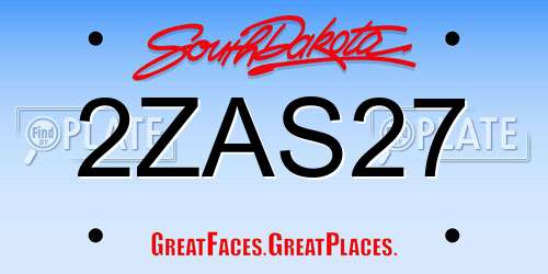 2ZAS27 South Dakota License Plate