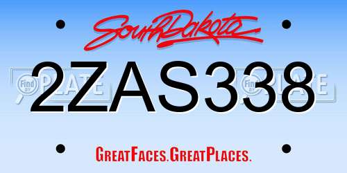 2ZAS338 South Dakota License Plate