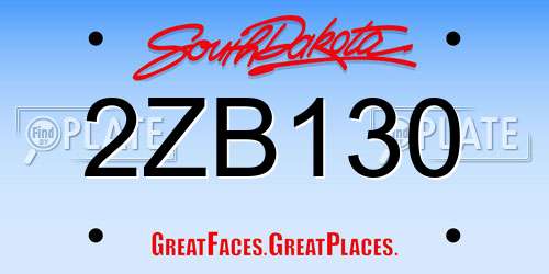 2ZB130 South Dakota License Plate