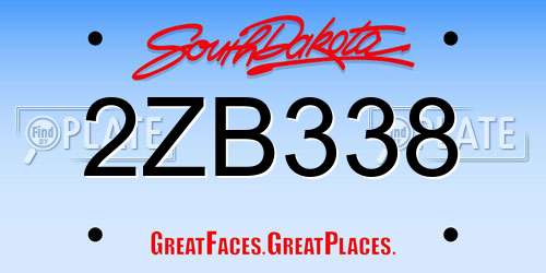 2ZB338 South Dakota License Plate
