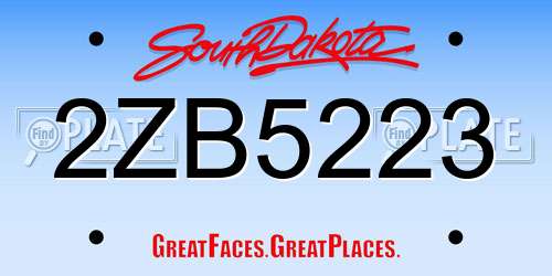 2ZB5223 South Dakota License Plate