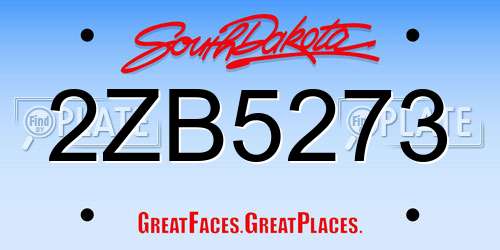 2ZB5273 South Dakota License Plate