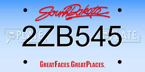 2ZB545 South Dakota License Plate