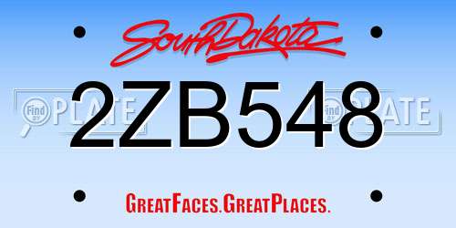 2ZB548 South Dakota License Plate