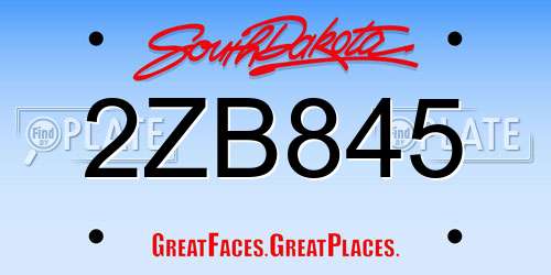 2ZB845 South Dakota License Plate