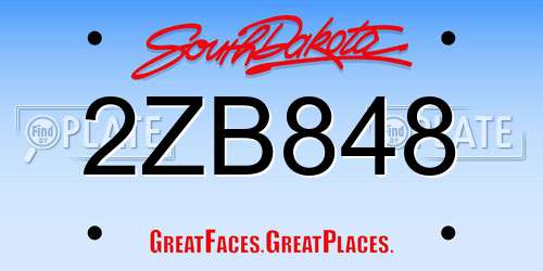 2ZB848 South Dakota License Plate