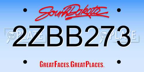 2ZBB273 South Dakota License Plate