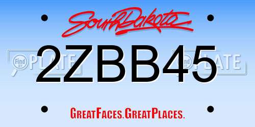 2ZBB45 South Dakota License Plate