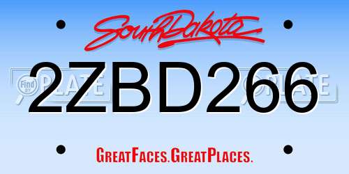2ZBD266 South Dakota License Plate