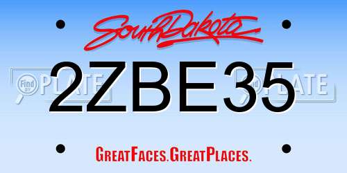 2ZBE35 South Dakota License Plate