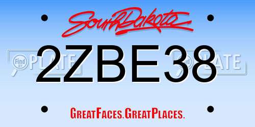 2ZBE38 South Dakota License Plate