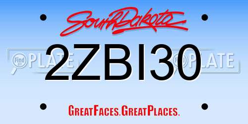 2ZBI30 South Dakota License Plate