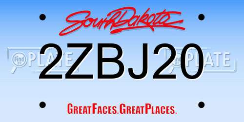 2ZBJ20 South Dakota License Plate