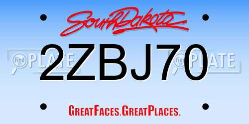 2ZBJ70 South Dakota License Plate
