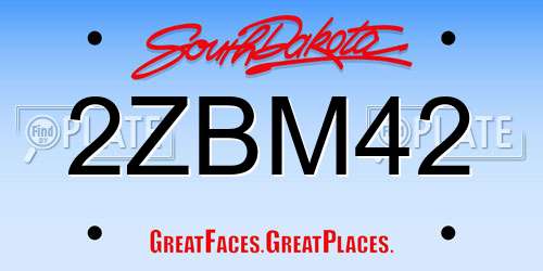 2ZBM42 South Dakota License Plate