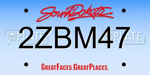 2ZBM47 South Dakota License Plate