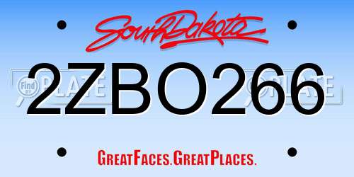 2ZBO266 South Dakota License Plate