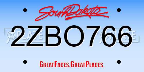 2ZBO766 South Dakota License Plate
