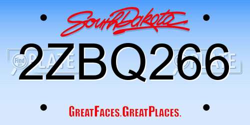 2ZBQ266 South Dakota License Plate