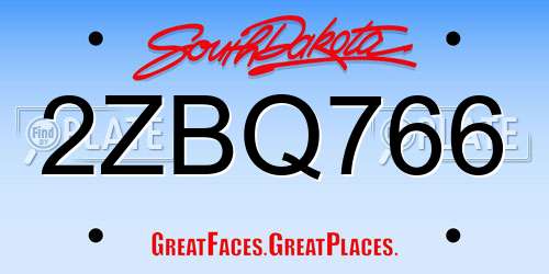 2ZBQ766 South Dakota License Plate