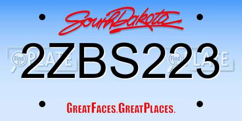 2ZBS223 South Dakota License Plate