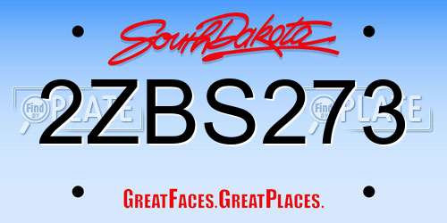 2ZBS273 South Dakota License Plate