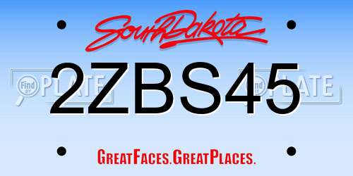 2ZBS45 South Dakota License Plate