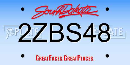 2ZBS48 South Dakota License Plate